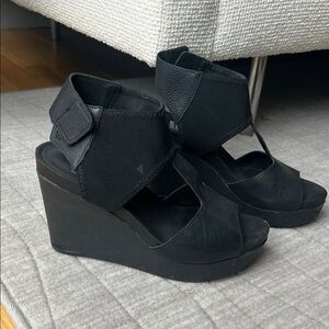Eileen Fisher Black Wedge Sandals